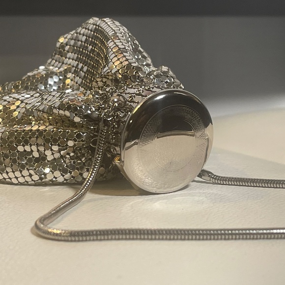 Whiting & Davis Vintage Silver Mesh Evening Bag–Drawstring Accordion Pouch - Picture 6 of 8